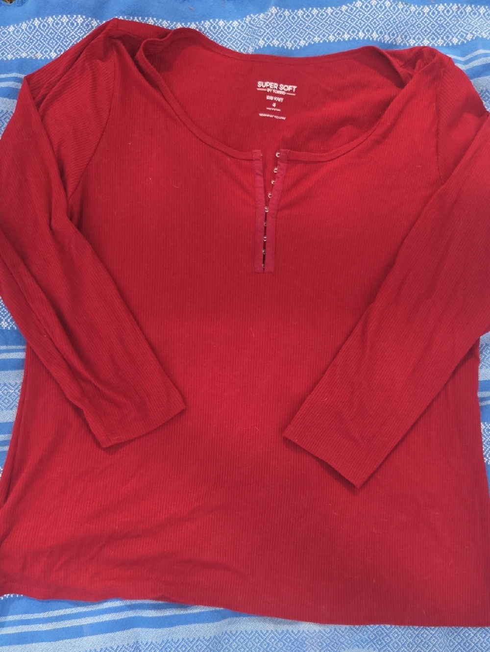 torrid 'Super Soft', Size 4X || Rib Knit Longsleeve Top || Cranberry Red